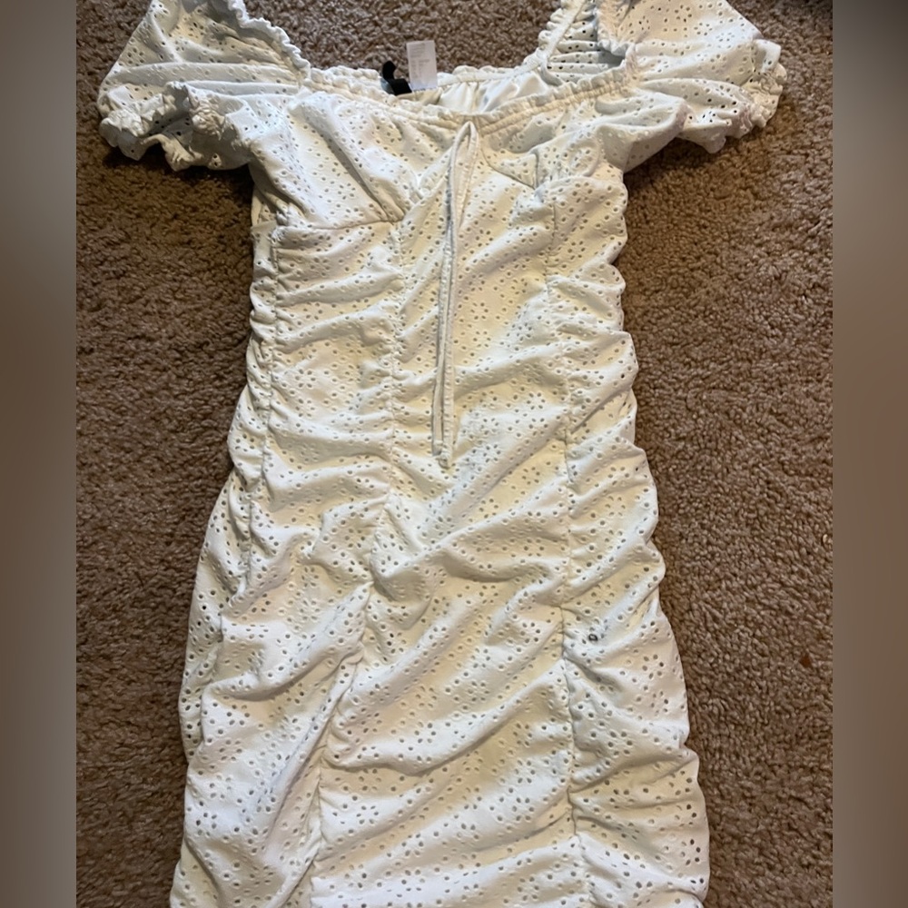 H&M ruffled white dress